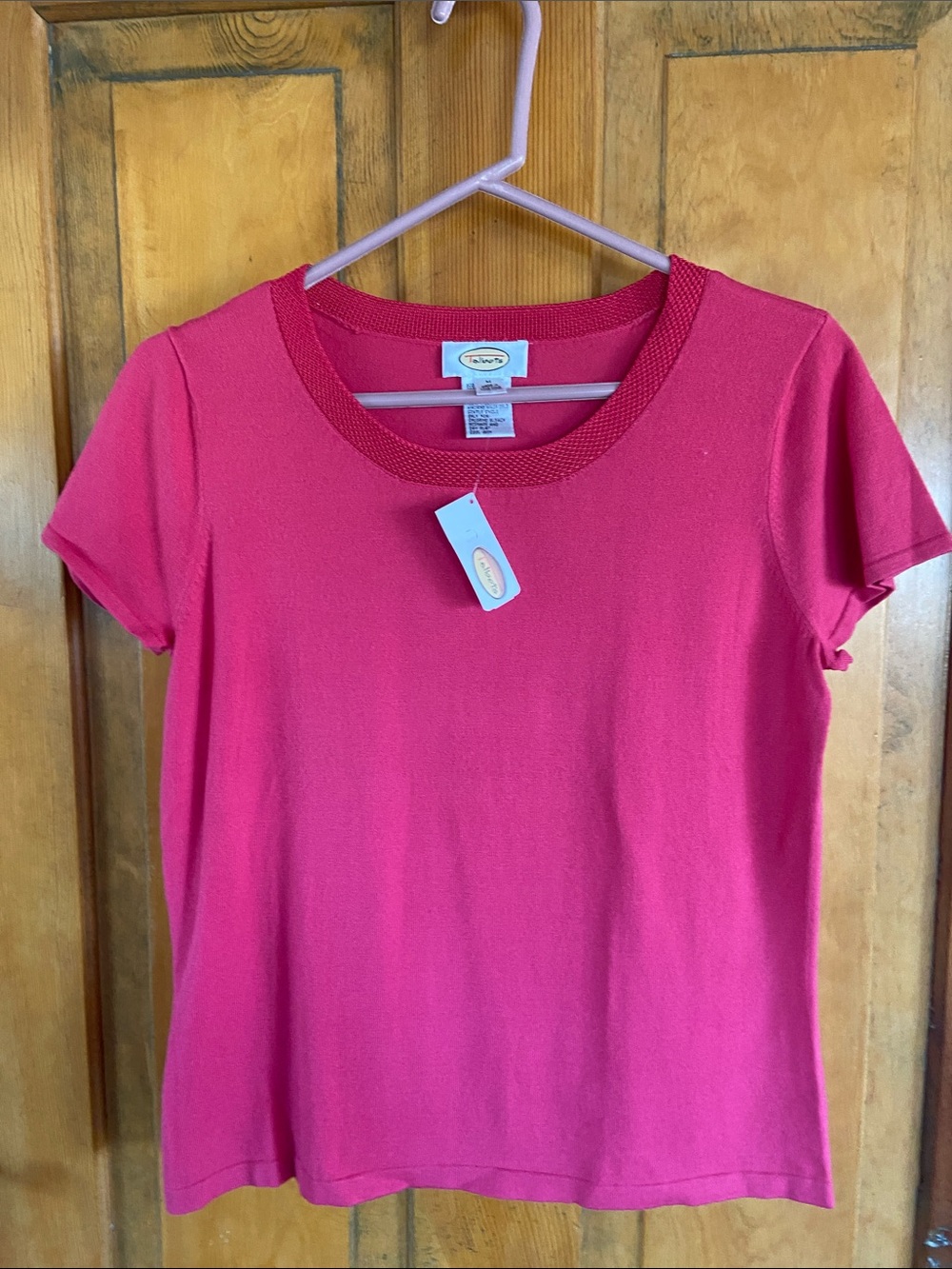 Talbots Hot Pink Short-Sleeve Knit Sweater